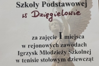 Dyplom za I miejsce dla SP Dzięgielów