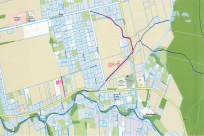 Mapa Dzięgielów, kolorem zaznaczono miejsca konserwacji rowów
