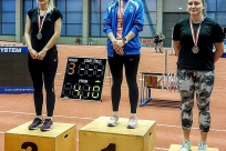 Justyna Zwias na trzecim stopniu podium, fot. z archiwum zawodniczki