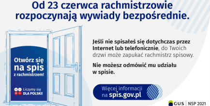 Od 23 czerwca br. rachmistrzowie spisowi rozpoczną wywiady bezpośrednie w Narodowym Spisie Powszechnym Ludności i Mieszkań 2021.