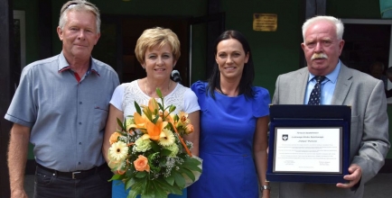 Przewodniczący Karol Lipowczan, Renata Hanus, wójt Sylwia Cieślar, prezes Andrzej Lacel, fot. T. Lenkiewicz